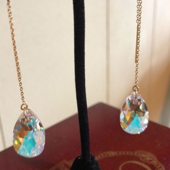 169. Gold Filled Crystal Threader Earrings - Picture 12 of 13